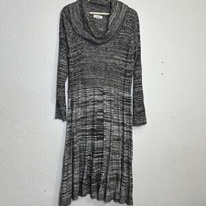 Calvin Klein Women’s 2X Gray Marled Knit Cowl Neck Long Sleeve Sweater Dress